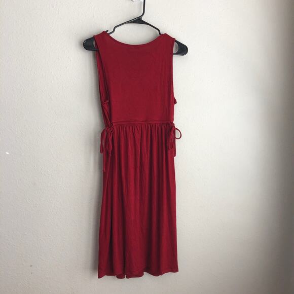 Red v neck drawstring waist sleeveless midi dress by Mexx - Picture 4 of 8